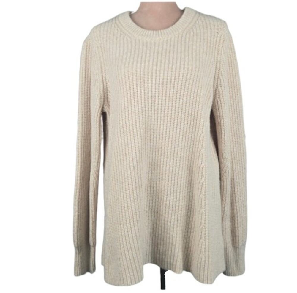Athleta Sierra Crew Sweater Wool Blend Chunky Knit Swing Cream XL
